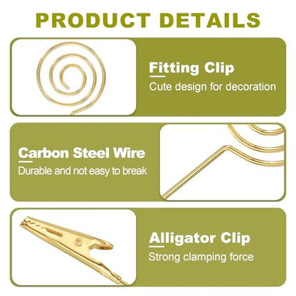 PATIKIL 5PCS Metal Alligator Clamp, 1 Set Round Multi-Functional Alligator Clip Bracelet Helper Tool Memo Note Photos Place Cards Clip Holder, Gold - color: Gold