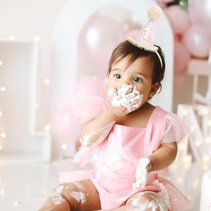 Baby In Bloom 1st Birthday Hat - First Birthday Party Decorations, Boho Cute First Birthday Hat - color: Pink