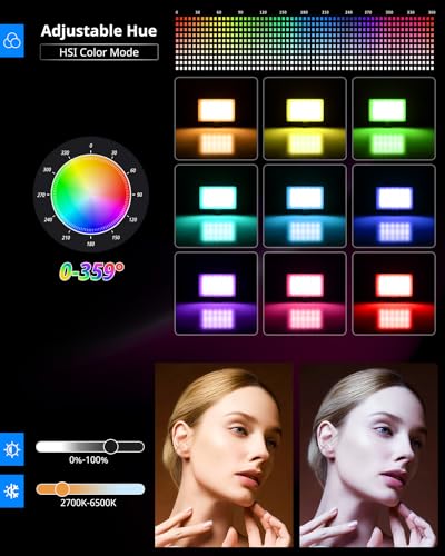 UBeesize 2-Pack RGB Photography Lighting, Studio Lights with Adjustable Tripod Stand and Ball Head, Video Light for Video Recording, Live Streaming, Makeup - style: RGB(Filter-free)