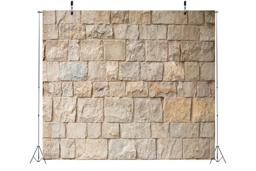 8x8ft Fabric Brick Stone Wall Backdrop Old Outdoor Rock Stone Wall Textures Background for Medieval Castle Party Decorations Baby Shower Kids & Adults Portarit Photo Props - size: 8x8FT