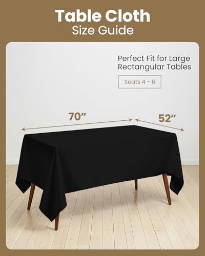 Utopia Kitchen Rectangle Table Cloth 1 Pack, Tablecloth Machine Washable, Polyester Table Cover for Dining, Buffet Parties, Picnics, Events, Weddings and Restaurants (52x70 Inches, Black) - color: Black, size: 1 Pack 52x70 Inch Tablecloth
