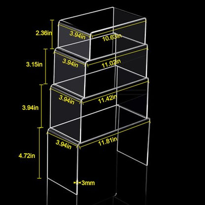 Chuangdi 20 Pcs Acrylic Display Risers, Clear Product Stand, Jewelry Display Riser Shelf Showcase Fixtures for Figure Dessert Cupcake Candy Action Showcase(Super Large Set) - color: Clear, size: Super Large Set