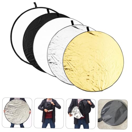 Foldable 5-in-1 60cm Photography Reflective Board and Light Diffuser for Camera Lighting, Portable Photo Reflector for Cosmetics and Jewelry, Outdoor Studio Accessory with Carrying