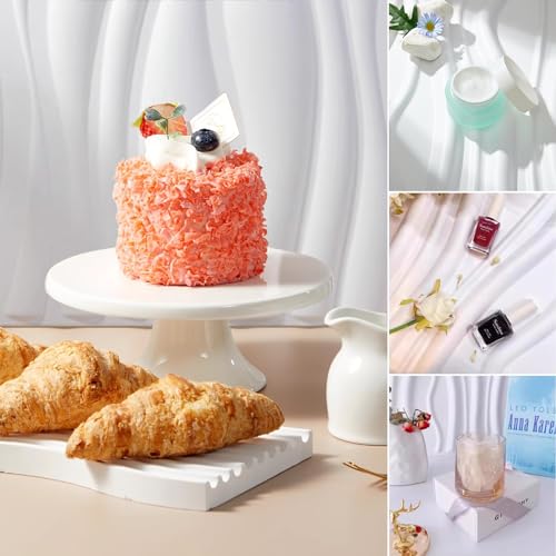 Large 3D Photo Backdrop Board: 5PCS 8Patterns Product Photography Props for Food Jewelry,Stereoscopic Background Table Top Small Shooting Kit (XL Size 24x24in) - color: White Coffee