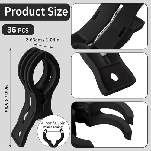 PUGPIU 36 Pack Balloon Arch Clips for Backdrop | Plastic Black Spring Clamps | 3.5 Inch Heavy Duty Clip for Backdrop Stand | Birthday Wedding Decoration | Photography Studio | Crafts | Clothing - color: Black3
