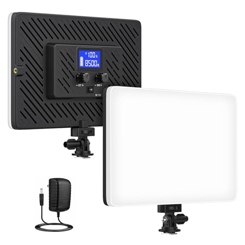 Led Video Light Panel, 20W Bi-Color Photography Lighting Kit with 4000mAh Battery, Dimmable 2500-8500K Conference Studio Light for YouTube/TikTok, AC Power Charger