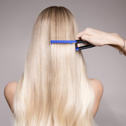 2 Pieces Flat Straightening Comb Salon Hair Brush Comb Hairdressing Styling Straightener V-shaped Straight Straightener(Rose Red, Blue) - color: Rose Red, Blue