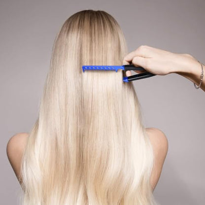 2 Pieces Flat Straightening Comb Salon Hair Brush Comb Hairdressing Styling Straightener V-shaped Straight Straightener(Rose Red, Blue) - color: Rose Red, Blue