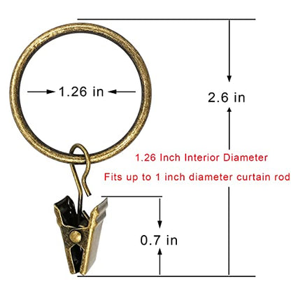 WeeksEight 40 Pack Bronze Curtain Rings with Clips, Curtain Hooks Hangers Clip Rings for Hanging Drapes Bows Hat, Drapery Rings 1.26 in I D, Fits up to 1 in Diameter Curtain Rod. - color: Bronze, size: 1.26" I D Set of 40