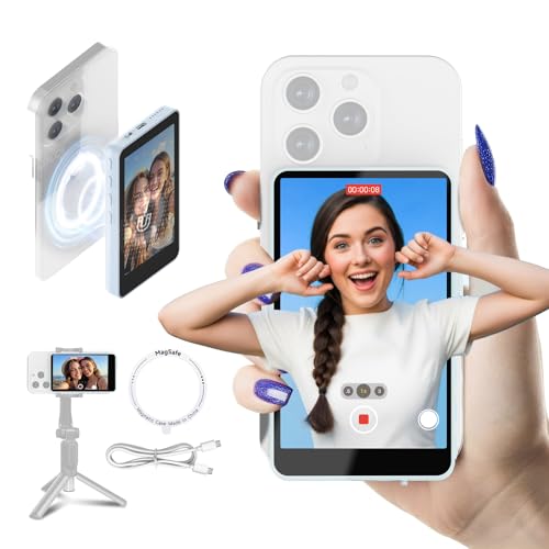 Synco XView Selfie Monitor Screen for iPhone 7-16 Series, Secure Private Wireless P2P, 4K/1080p Magnetic Back Camera Vlog Monitor with 164FT Range for YouTube TikTok (Blue) - color: Blue