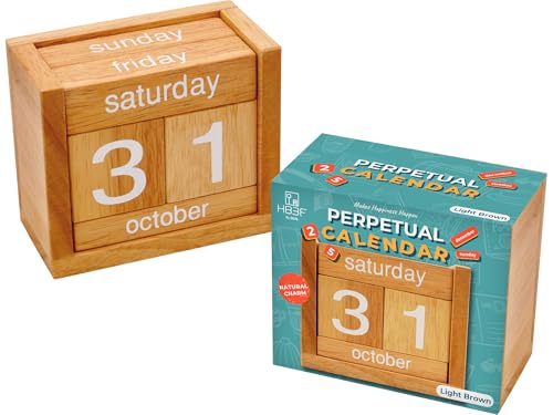 BSIRI Desk Calendar Decor Perpetual Gifts Dad Gifts Mom Office Block Kitchen Home Gifts Monthly Small Planner Family Birthday Calendar Tags Million Years Wood - color: White
