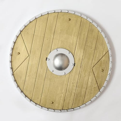 iEFiEL Medieval Vikings Era Shield Wood-Look Warrior Role Play Halloween Fantasy Photography Props - color: Gold