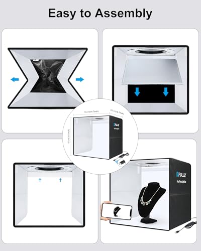 PULUZ Light Box Photography, 20x20 inch Large Photo Light Box with 200 LED Beads, CRI >95, Professional Portable Photo Booth Shooting Tent Kit with 12 Color Backdrops for Product Photography