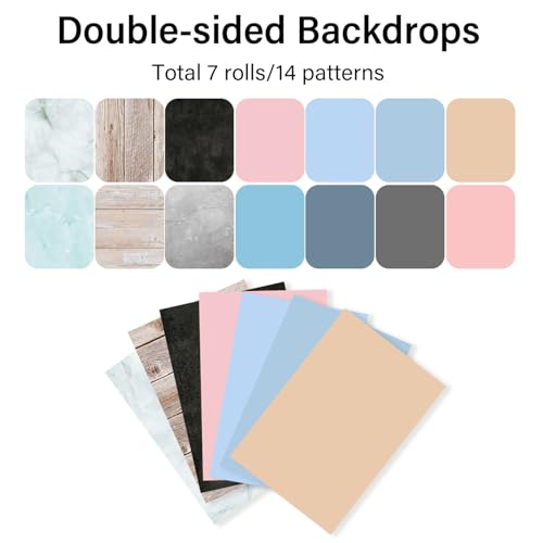 Photo Backdrop Board 7pcs 14patterns Small Product Food Photography Double-Sided Table Top Backdrop Kit Flat Lay Props for Jewelry and Cosmetics(16X11.5 Inch) - color: Light Color