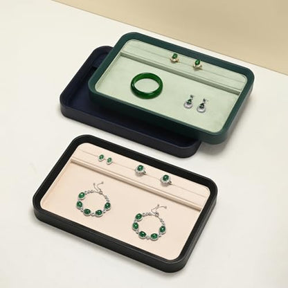 Oirlv Jewelry Display Tray for Vendors Velvet Jewelry Tray with Compartments for Rings and Bracelets(Beige) - color: Beige P21603