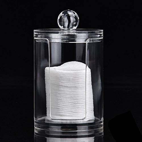 Dioche Round Clear Acrylic Makeup Cotton Pad Swab Holder Makeup Cosmetic Storage Organizer Box, Clear Acrylic Cotton Pad Container