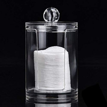 Dioche Round Clear Acrylic Makeup Cotton Pad Swab Holder Makeup Cosmetic Storage Organizer Box, Clear Acrylic Cotton Pad Container