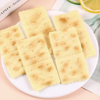 10PCS Artificial PVC Realistic Soda Crackers DIY Food Play Cookie Props Model Decoration Used as Photo Props Dining Table Kitchen Display Home Decoration