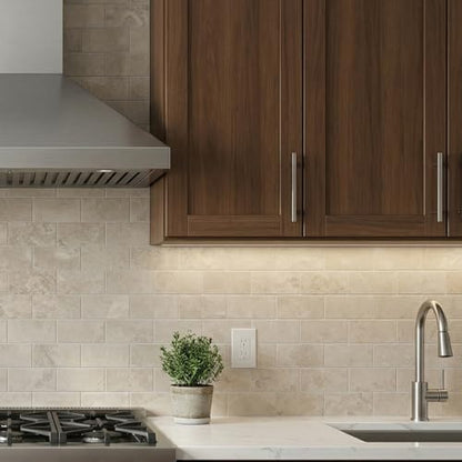 10 Sheet Stone Beige Peel and Stick Backsplash, 12’’Luxury Ceramic Look Self Stick Subway Tiles, Waterproof Peel and Stick Wall Tiles for Kitchen and Bathrrom - color: Stone Beige