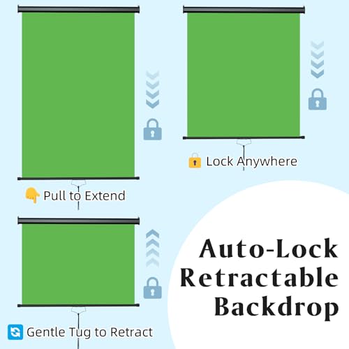 Retractable Green Photography Backdrop 36" x 59", Portable Roll-Up, Pull-Down Background, Auto-Lock Backdrop Screen for Passport Photo, Product Photography, Headshots, Video Studio - color: Green