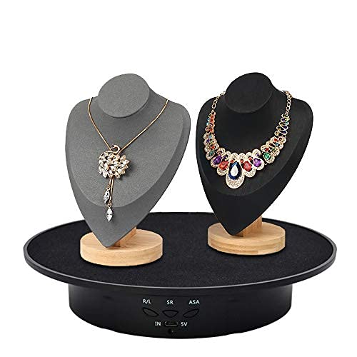 JAYEGT Motorized Rotating Display Stand, 7.87inch /17.6lbs Load, 360 Degree Electric Rotating Turntable for Photography Products, Jewelry, 3D Model ,with 5 Colors Backgrounds- Black - color: Black