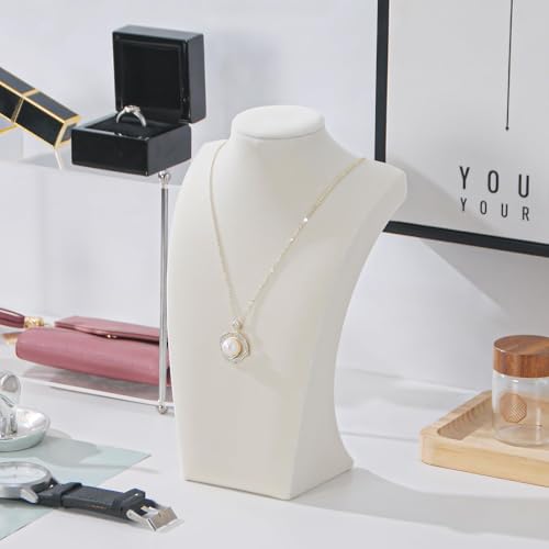 3Pcs Necklace Bust Stand for Selling, Beige Velvet Necklace Display Holder, Jewelry Necklace Organizer Rack for Shop Store Exhibition Show (11"Height) - color: Beige Velvet, size: 11" Height (3pc)