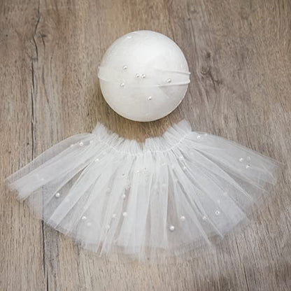 Zeroest Newborn Photography Outfits Girl Lace Romper Newborn Photography Props Rompers Baby Girls Skirt Photoshoot 3 PCS - color: White-short Sleeve