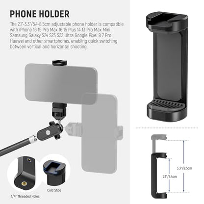 NEEWER 30" Articulating Magic Arm with Super Clamp/Action Cam Mount/Phone Holder, Overhead Camera Desk Mount Mic Boom Stand, Compatible with GoPro iPhone DSLR Webcam Microphone Video Recording, UA056 - style: UA056