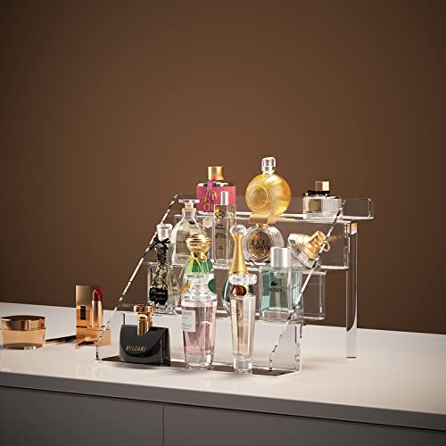 Sezanrpt Clear Acrylic Display Risers Stand Set of 2, Perfume Organizer Holder And Storage, Acrylic Cupcake Stand, Tiered Display Shelf for Funko Pop, Collections, Spice, Nail Polish, 9x8.3x6.7 inch - size: 9x8.3x6.7 inch