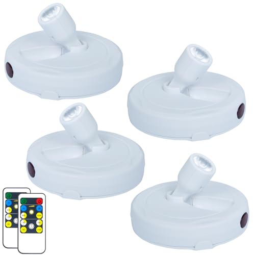 HAMVIDNE LED Spotlight, Battery Operated Picture Lights, Indoor Uplight, Puck Lights with Remote, Spot Light for Wall Art Display Dartboard Painting Accent Artwork Closet-4Pack - color: Pure White, size: 4 Pack