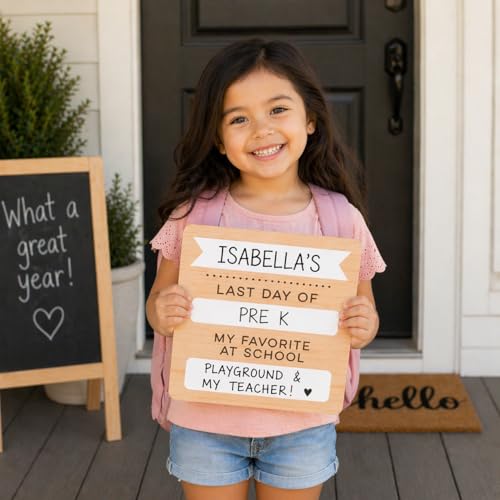 Kate & Milo First & Last Day Board, Dry Erase, Reversible Dry Erase Board, Photo Prop for Kids, Kindergarten Through High School, K-12, Reusable and Erasable - style: Dry Erase School Days Board