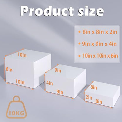 Buffet Risers, Food Display Risers for Party, White Acrylic Risers Display Stand for Buffet Table, Catering Displays for Dessert, Cube Box Nesting Riser with Hollow Bottoms (8"x9"x10" 3PCS) - color: 8"x9"x10" 3PCS White