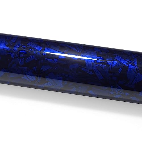 20"x60" (1.6FTx5FT) Royal Blue PET Marble Forged Carbon Fiber Textured Gloss Vinyl Wrap Auto Car Sticker Decal Film Sheet Bubble Free Air Release Technology with Tool Kit - color: Royal Blue, size: 20"x60" (1.6FTx5FT)