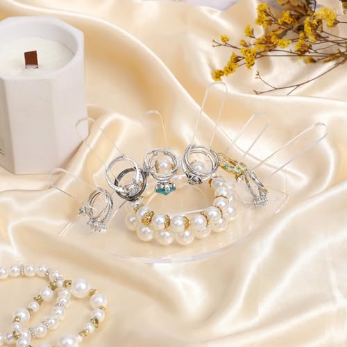 Acrylic Ring Holder For Women - 6 Rods Transparent Ring Display Stand - Jewelry Wedding Rings Organizer For Women Girls Room