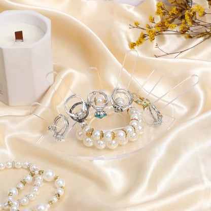 Acrylic Ring Holder For Women - 6 Rods Transparent Ring Display Stand - Jewelry Wedding Rings Organizer For Women Girls Room