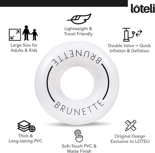 Loteli Swim Ring Float - Minimal Aesthetic Inflatable Swim Ring | Classic Prop for Party, Photo Shoot, Summer Fun & Relaxation | Durable & Easy to Inflate - color: Brunette, size: 4 Pack