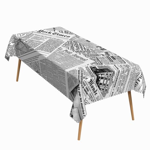 52x70 Inch Retro Newspaper Rectangle Tablecloth Black and White Old Butterfly Journal Newsprint Table Cloth Washable Table Cover for Home School Bookstore Coffee Shop News Theme Party Decor - color: Color 3, size: 70" x 52" (Rectangular)