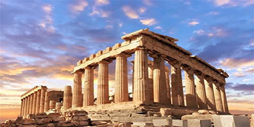 AOFOTO 15x8ft Acropolis of Athens Backdrop Parthenon Temple Photography Background Ancient Column Stone Pillar Greek Trip Photo Studio Props Artistic Portrait Greece History Building Video Drop - size: 15x8ft