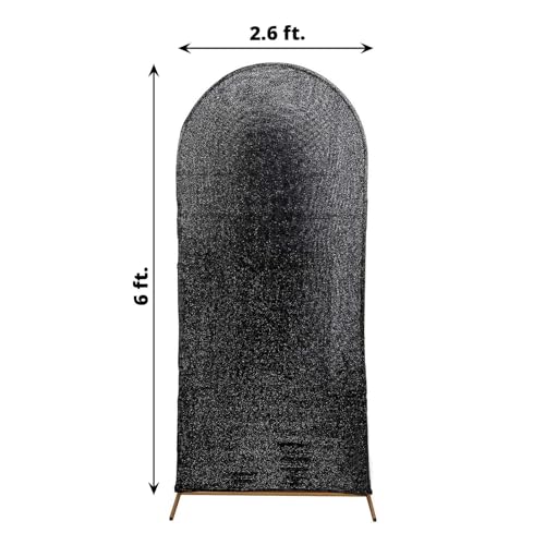 Efavormart 6ft Black Chiara Arch Backdrop Cover, Metallic Double-Sided Spandex Cover, Wrinkle-Free for Photography - color: Black, size: 6 FT