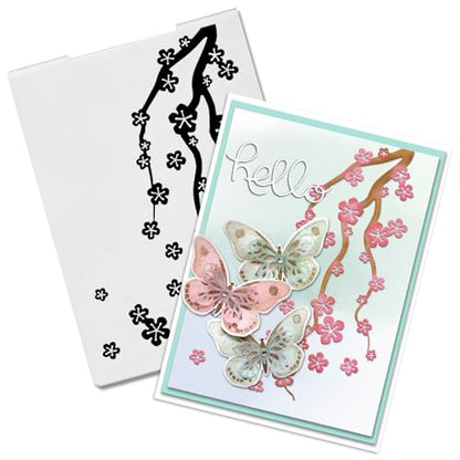 Threetols Flower Embossing Folder, Branch Background Embossing Folder for Card Making, Flower Frame DIY Plastic Scrapbooking Photo Album Card Paper DIY Craft Template Mold - color: FLOWER