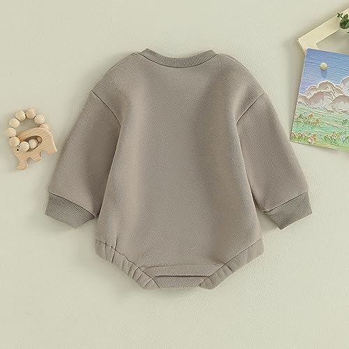 VISGOGO Newborn Infant Baby Boy Girls Oversized Romper Little Dude Sweater Onesie Coming Home Outfit Neutral Clothes - color: Bubs-gray, size: 6-12 Months