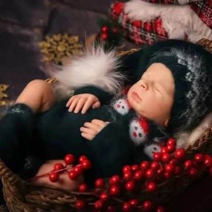 Christmas Newborn Baby Photo Shoot Props Outfits Crochet Clothes Santa Claus Red Hat Pants Photography Props - color: Green