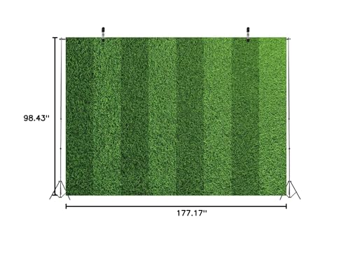 BELECO 15x8ft Fabric Green Grass Lawn Backdrop Football Stadium Soccer Field Sports Game Lawn Background for Party Decorations Photo Studio Props - size: 15x8FT