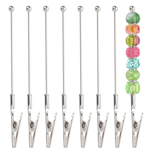 PATIKIL Long-Tailed Alligator Clamp, 8 Pcs 5.3 inch/135mm Metal Wire Alligator Clamp Beadable Alligator Photo Clips for Picture Note Menu Memo DIY Decor Crafts, Silver - color: Silver