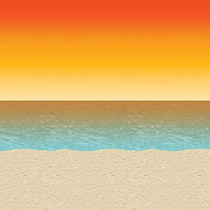 Beistle Luau Sunset Wall Backdrop, 4’ x 30’ – Photo Backdrop, Easy to Adhere Wall Covering, Tropical Party Decorations, Luau Party Decorations, Beach Decor, Hawaiian Party Decorations - style: Luau Sunset