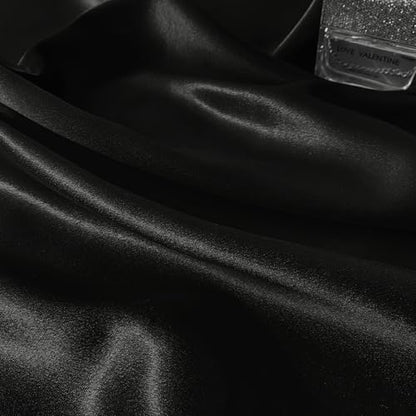 RUDONG M Satin Photography Backdrop 3.3x2.5ft - Wrinkle-Free Silky Fabric Background for Jewelry/Cosmetics/Flat Lay/Studio, Black Backdrop Cloth (100x75cm) - color: Black