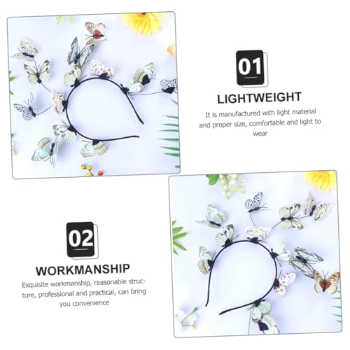 2 Pieces Bridal Butterfly Headbands for Women, Solid Color Hairbands in Blue and Neutral, Wedding Photo Props and Creative Hair Accessories for Brides