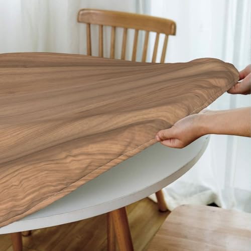 Oval Fitted Table Cloth Elastic Edged, Black White Board Wood Texture Background, Oval Table Cover for Picnic, Banquet, Home Kitchen, Fits 42"x60" Oval Tables - color: Wood Texture -11, size: 42" x 60" (Oval)