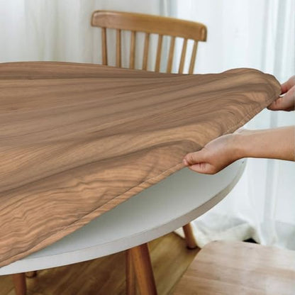 Oval Fitted Table Cloth Elastic Edged, Retro Blackish Green Wood Texture Background, Oval Table Cover for Picnic, Banquet, Home Kitchen, Fits 42"x60" Oval Tables - color: Wood Texture -10, size: 42" x 60" (Oval)