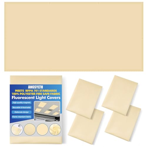 ANGSYLTH 4 Pcs Fluorescent Light Covers with Flame Retardant Certificate - Classroom, Office 4 x 2 Feet 40 Magnetic Covers for Ceiling Lights Filters (Warm Yellow) - color: Warm Yellow